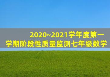 2020~2021学年度第一学期阶段性质量监测七年级数学