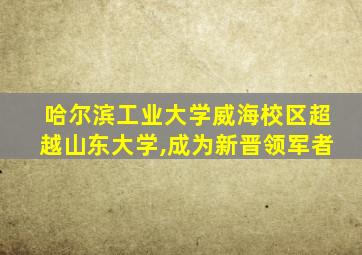 哈尔滨工业大学威海校区超越山东大学,成为新晋领军者