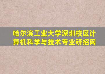 哈尔滨工业大学深圳校区计算机科学与技术专业研招网