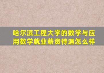 哈尔滨工程大学的数学与应用数学就业薪资待遇怎么样