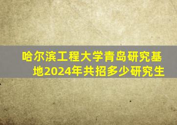 哈尔滨工程大学青岛研究基地2024年共招多少研究生