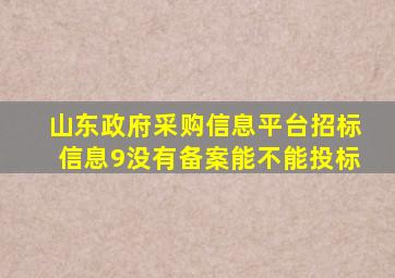 山东政府采购信息平台招标信息9没有备案能不能投标