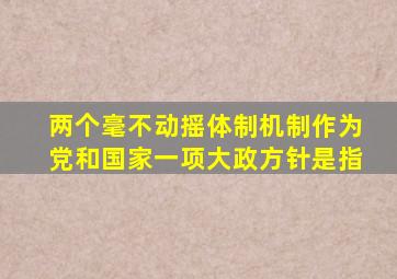 两个毫不动摇体制机制作为党和国家一项大政方针是指
