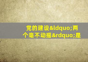 党的建设“两个毫不动摇”是
