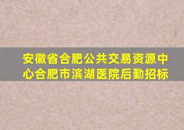 安徽省合肥公共交易资源中心合肥市滨湖医院后勤招标